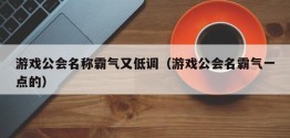 游戏公会名称霸气又低调（游戏公会名霸气一点的）