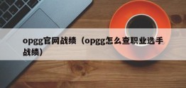 opgg官网战绩（opgg怎么查职业选手战绩）