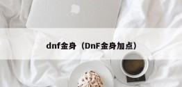 dnf金身（DnF金身加点）